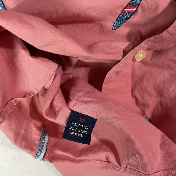 Robert Graham Button Down Shirt Mens XL Pink Surfboard All Over Embroidery - Picture 5 of 6